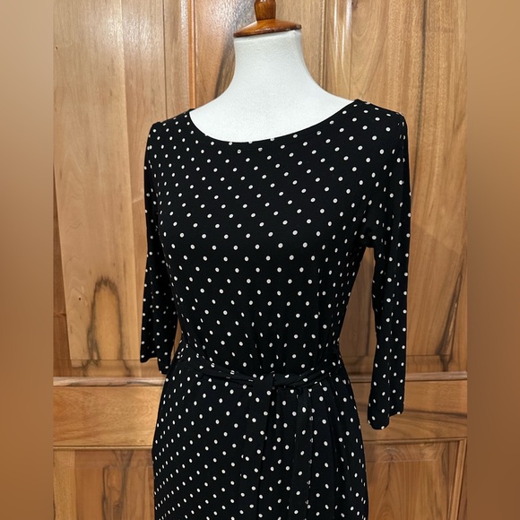 Ines de la Fressange, Paris Gorgeous Black w/ Cream Polka Dot Belted Dress EUC S - Picture 16 of 16